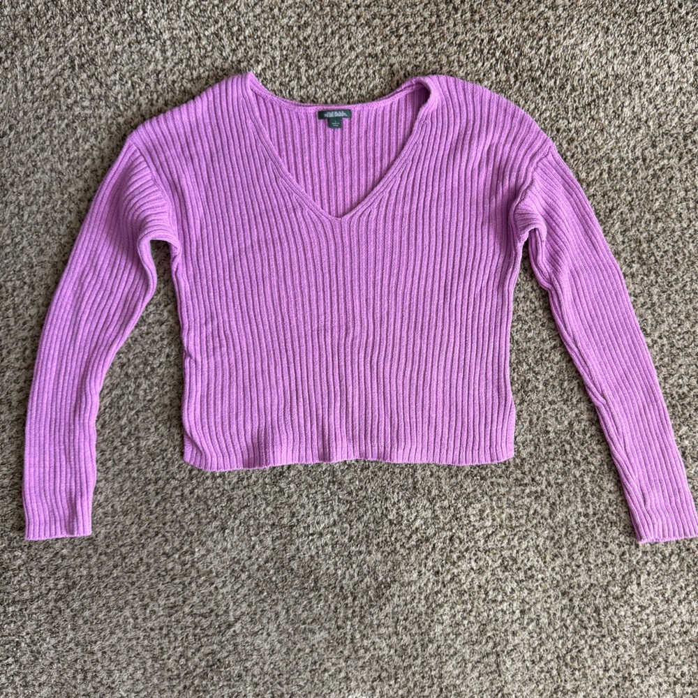 Wild Fable - Purple Cropped V-Neck Sweater - Size L